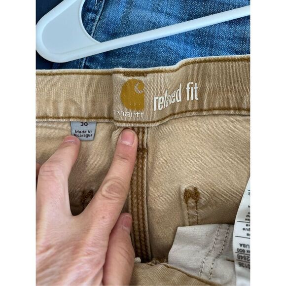 Carhartt men's relaxed fit distressed tan shorts 30 - Picture 3 of 4